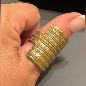 Artisan ribbed hammered metal ring